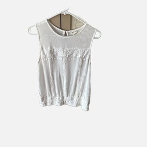White Lace Embroidered Tank Top